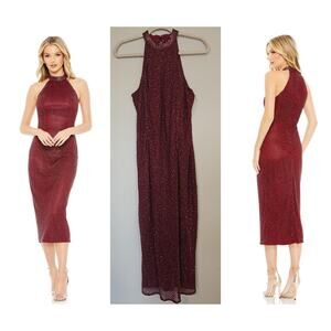 Mac Duggal 70110CL Halter Neck Midi Dazzling Dress – Size 6